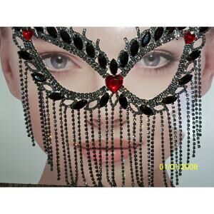 black rhinestone mask, mardi gras costume masquerade mask